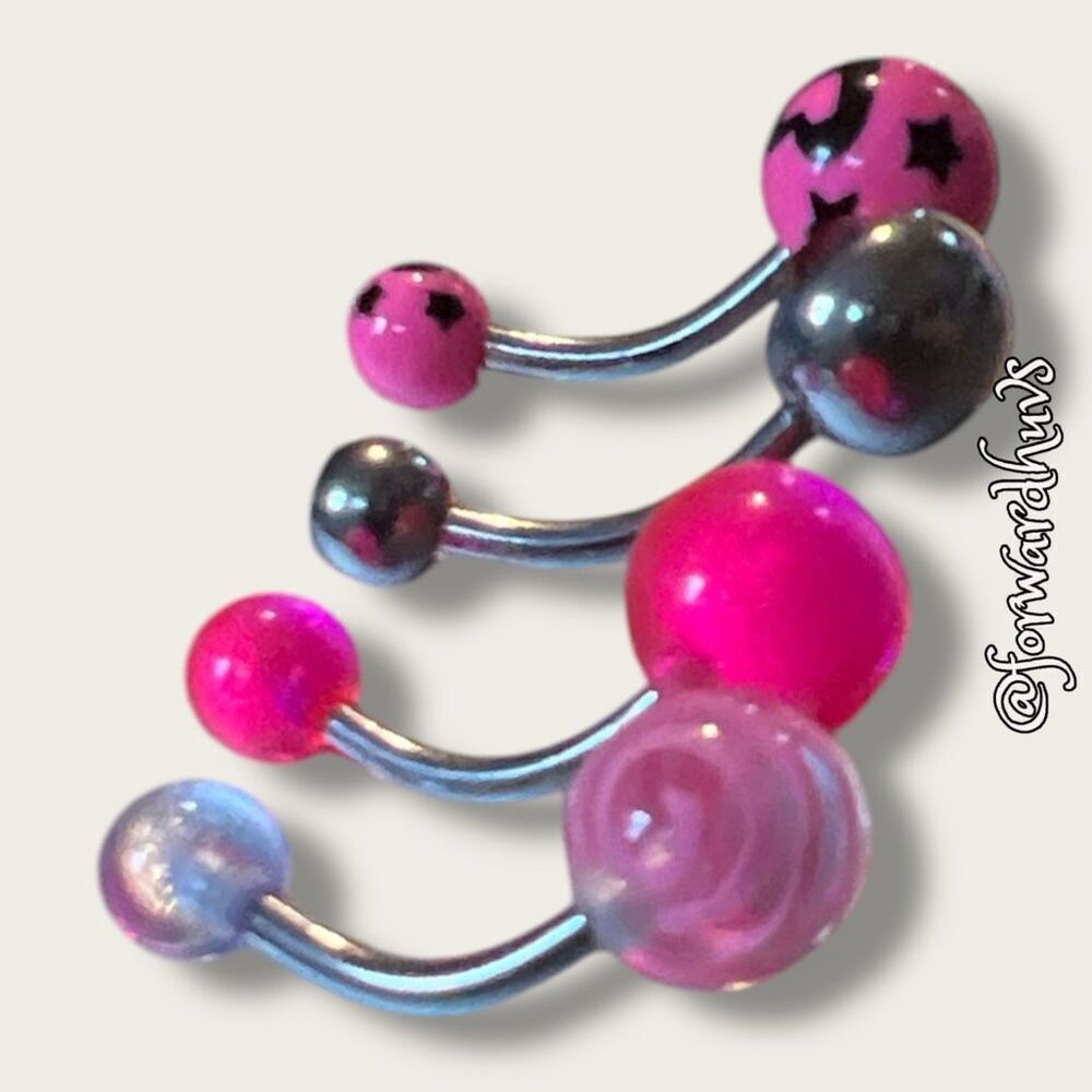 Barbie Pink Belly Button Piercing Rings - Picture 4 of 5
